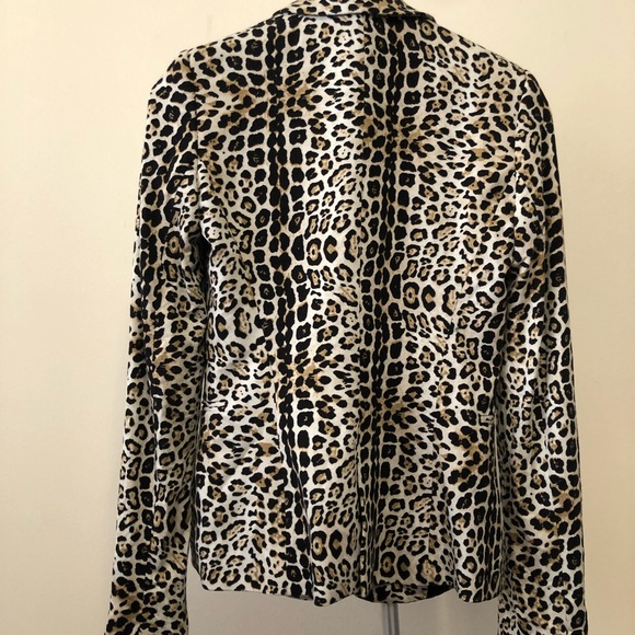 Zara Leopard Animal Print One Button Blazer Tuxedo Jacket - Picture 3 of 5